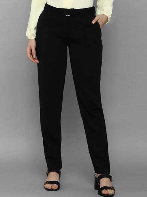 Allen Solly Trousers and Pants  Buy Allen Solly Women Black Regular Fit  Solid Casual Trousers Online  Nykaa Fashion