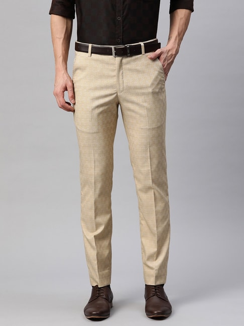 Arrow Newyork Brown Color Slim Fit Flat Front Trousers