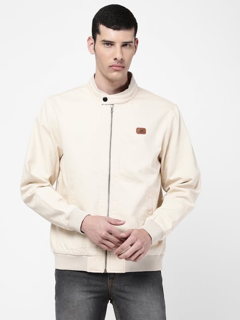 Sean John Men's Fleece Bomber Jacket In Cream | ModeSens