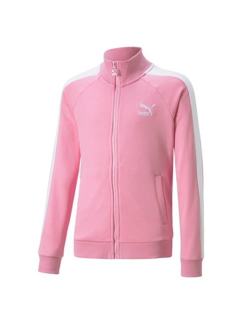 Puma Kids Pink White Solid Track Jacket