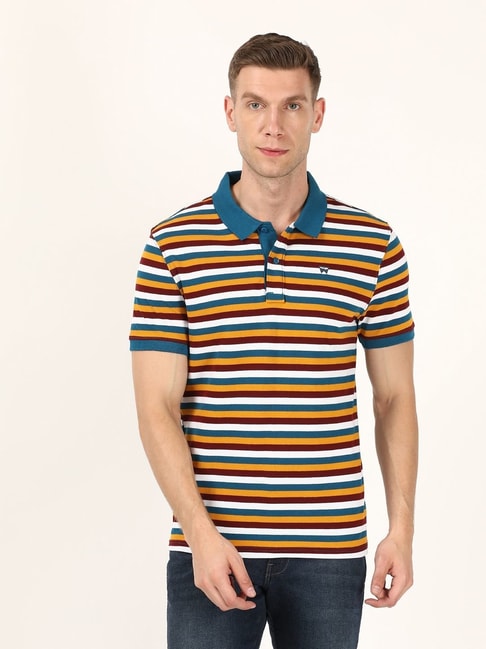 Krympe Premier th Buy Wrangler Multi Cotton Regular Fit Striped Polo T-Shirt for Mens Online  @ Tata CLiQ