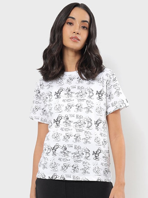 Bewakoof White Printed T-Shirt Price in India