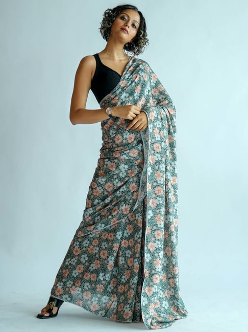 Suta Multicolored Printed Saree Without Blouse Price in India