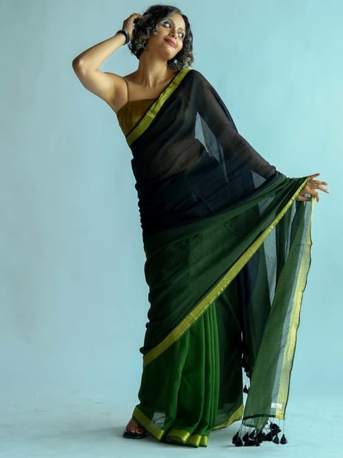 Buy Parrot Green Silk Saree With Temple Black Border Indian Wedding Saree  Sari With Black Blouse South Indian Stylish Saree Sarees USA Online in  India - Etsy