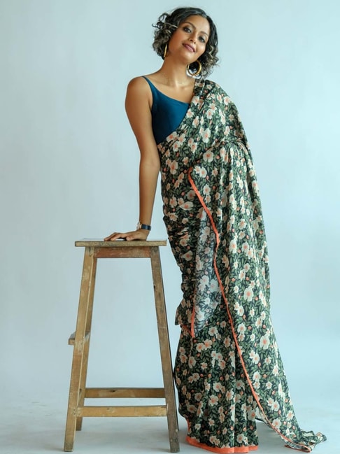Suta Multicolored Printed Saree Without Blouse Price in India