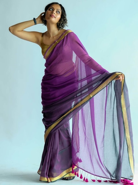 Suta Purple Saree Without Blouse Price in India
