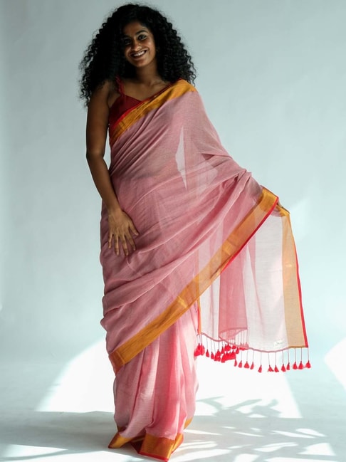 Suta Peach Saree Without Blouse Price in India