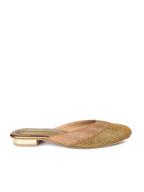 Inc.5 Women's Antique Gold Mule Shoes Price in India