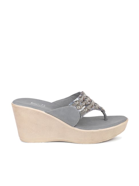 Inc.5 Women's Grey Thong Wedges Price in India