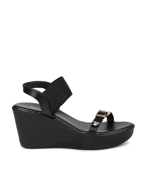 Isabella Black Wedge Sandals – GC Shoes