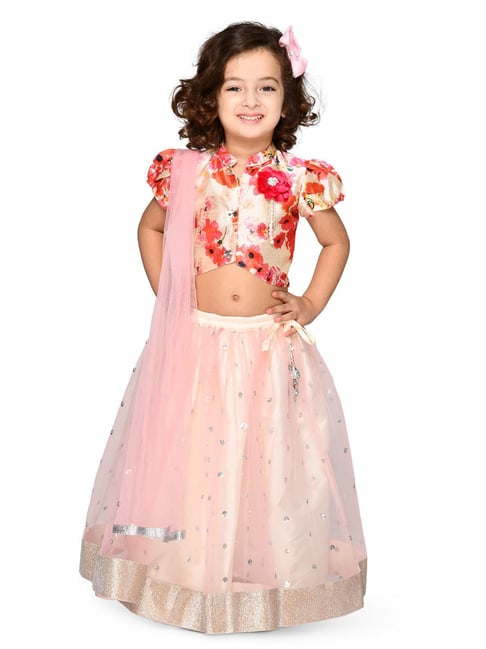 Kids New south Indian traditional pattu pavadai Jecquard Lehenga choli for  girls dress - EVERWILLOW - 3940430