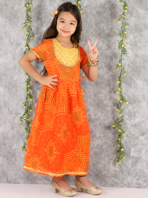 Buy Toy Balloon Kids Orange Floral Lace Girls Dress at Amazon.in