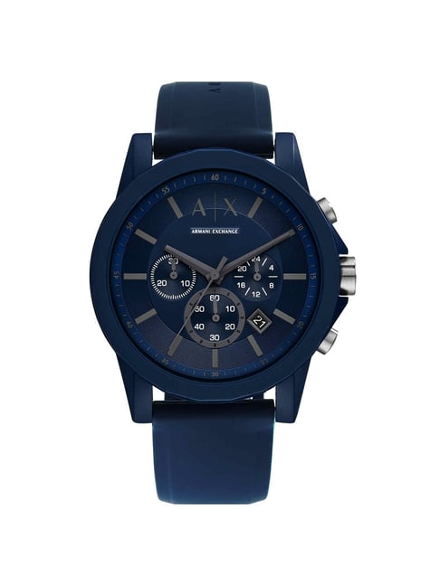 Armani Exchange Unisex AX1327 Blue Silicone Watch, Luxury, Watches on  Carousell