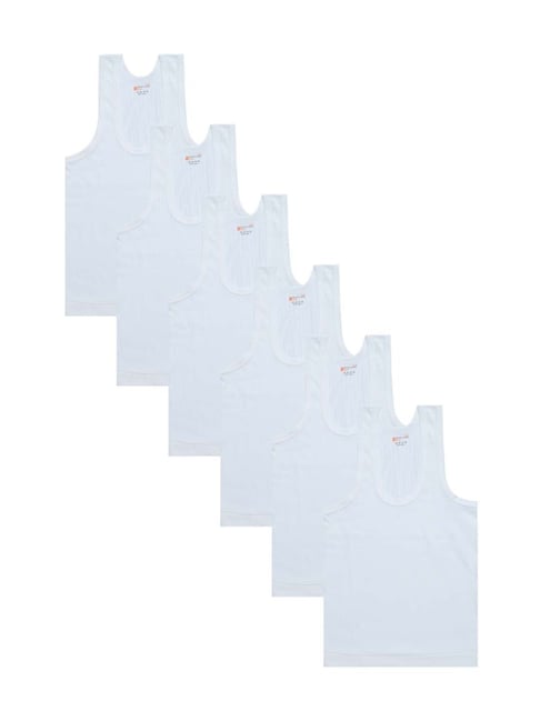 Bodycare Kids White Cotton Ragular Fit Vest (Pack of 6)