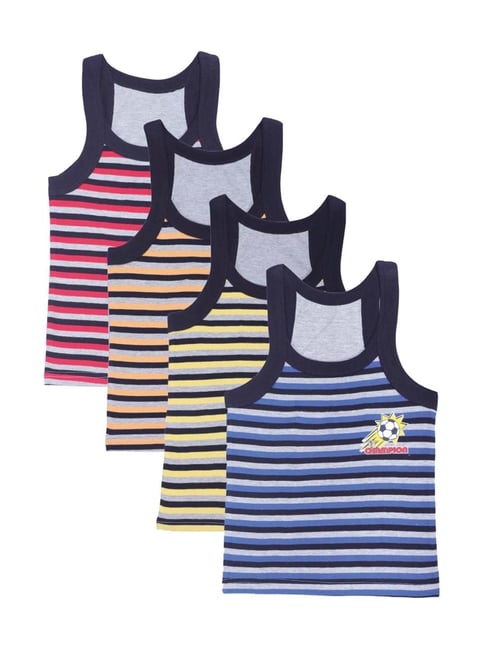 Bodycare Kids Multicolor Cotton Printed Vest (Pack of 4)