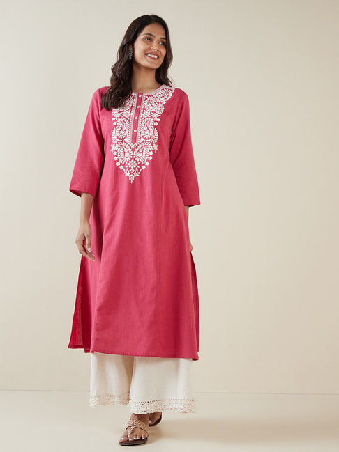 Utsa by Westside Persian Rose Embroidered A-Line Kurta Price in India