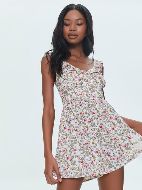 Tropical Floral Sleeveless A-Line zipper Dress - Shoreline Wear, Inc.