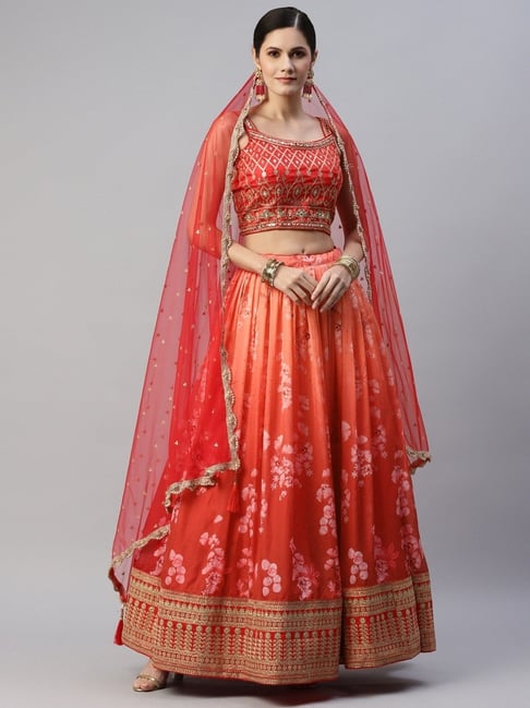 Buy online Women Orange Semi-stitched Lehenga Choli With Dupatta from  ethnic wear for Women by Halfsareestudio for ₹6599 at 26% off | 2024  Limeroad.com