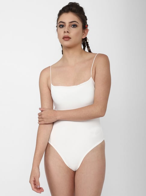 Forever 21 White Regular Fit Bodysuit