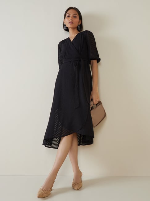 Wardrobe by Westside Black Self-Patterned Dress Price in India
