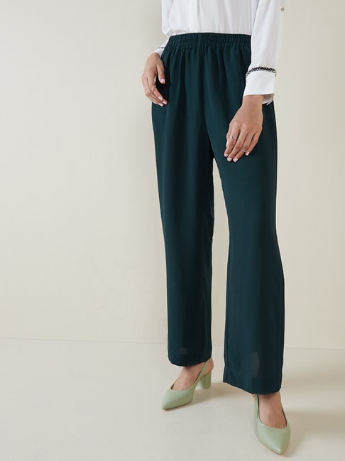 WOMENS STRAIGHT FLARE LONG TROUSERS  UNIQLO IN