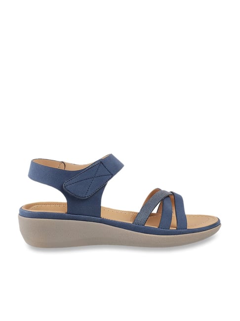 Metro Women's Blue Ankle Strap Wedges