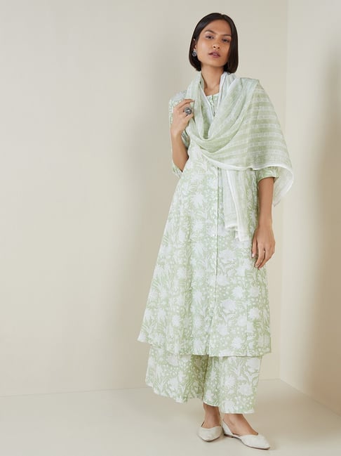 Zuba by Westside Sage Floral-Printed A-Line Kurta Price in India