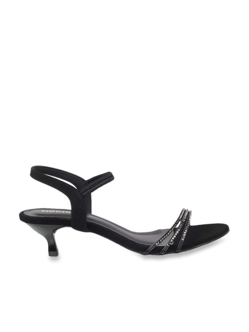 Mochi Women's Black Ankle Strap Sandals