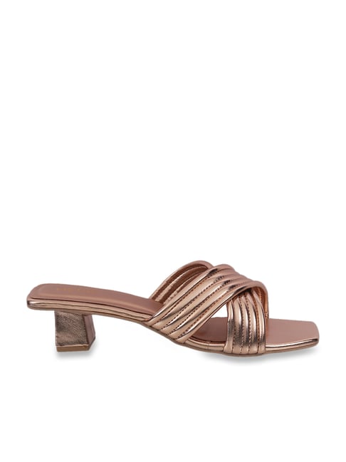 Metro Women's Rose Gold Cross Strap Sandals