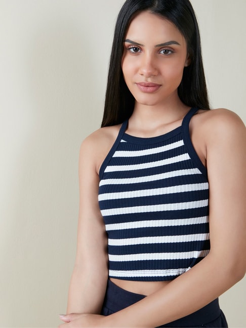 Superstar by Westside Navy Striped Crop Top Price in India