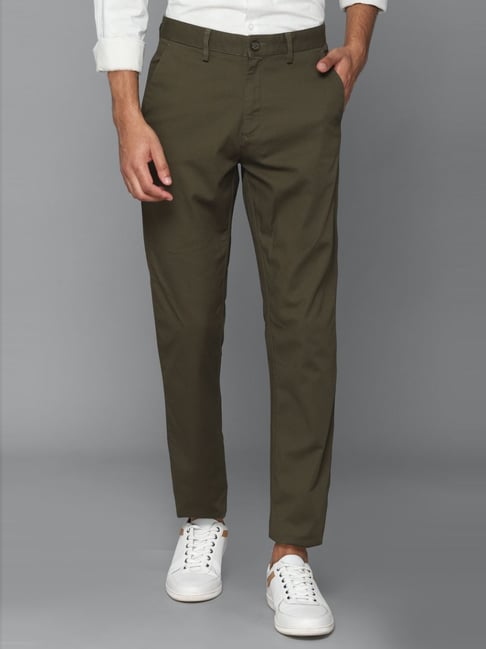 Allen Solly Brown Cotton Regular Fit Trousers