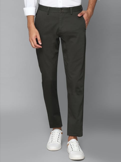 Allen Solly Grey Cotton Slim Fit Trousers