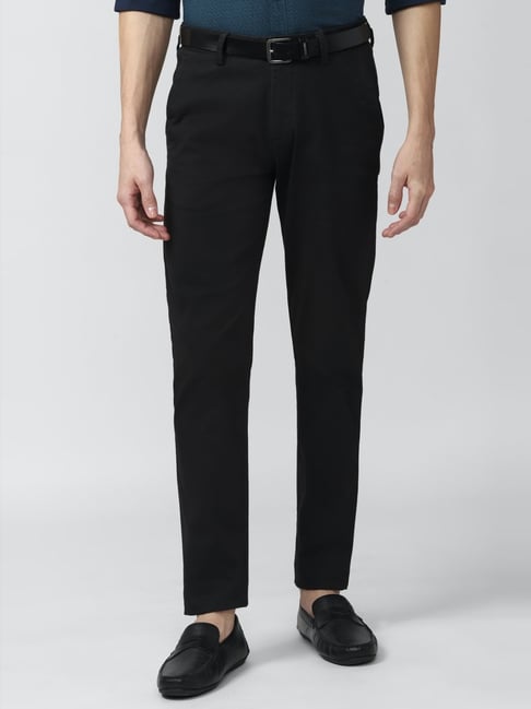 Buy Men Black Solid Slim Fit Formal Trousers Online  701918  Peter England