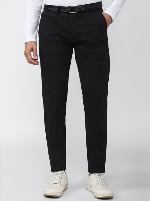Buy Peter England Casuals Brown Solid Trousers online
