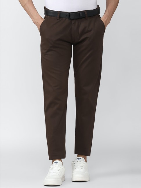 Buy Men Khaki Solid Super Slim Fit Formal Trousers Online - 290556 | Peter  England