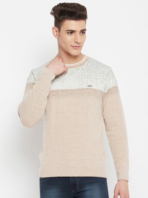 Duke Grey & Brown Self Design Sweater