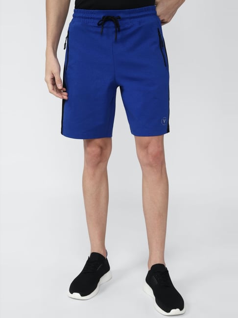 Van Heusen Flex Blue Cotton Regular Fit Colour Block Shorts-picture-44