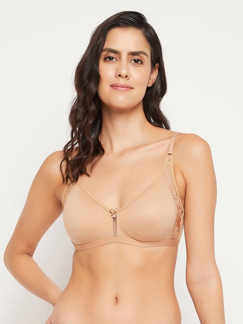 Buy Clovia Cotton Solid Non-Padded Full Cup Wire Free Everyday Bra - Beige  (32B) Online