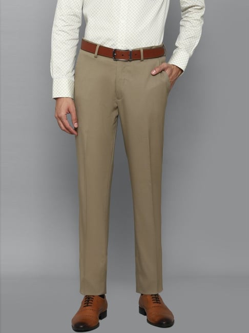 Buy Louis Philippe Khaki Cotton Slim Fit Trousers for Mens Online @ Tata  CLiQ
