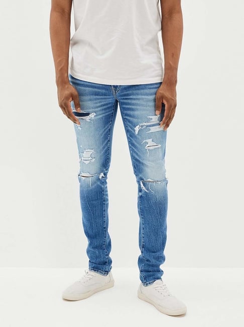 Buy True Religion Super T Rocco Skinny Light Blue Distressed Jeans for Men  Online @ Tata CLiQ Luxury
