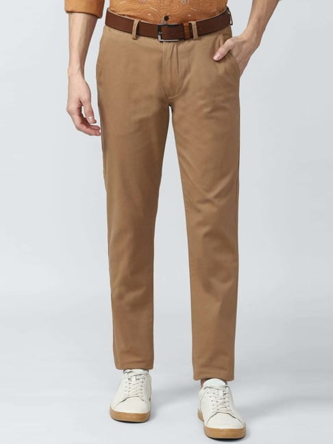Buy Peter England Casuals Light Brown Cotton Slim Fit Trousers for Mens  Online @ Tata CLiQ