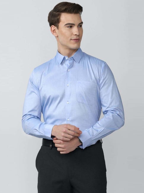 Peter England Blue Cotton Regular Fit Shirt-picture-33