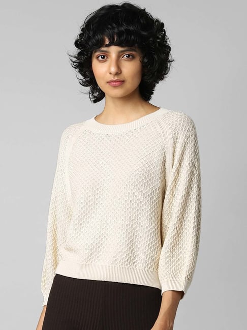 Buy Only Beige Round Neck Pullover for Women's Online Tata CLiQ