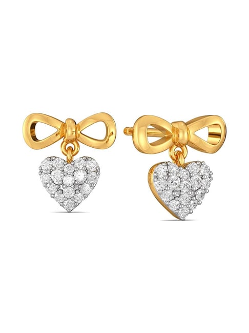 Designer Gold Plated Silver Heart Shaped Diamond Earring
