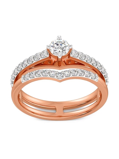Rose Gold Double Band Engagement Ring Moissanite CT7326S