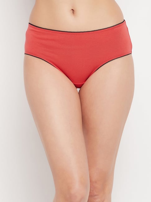 Clovia Red Cotton Hipster Panty Price in India