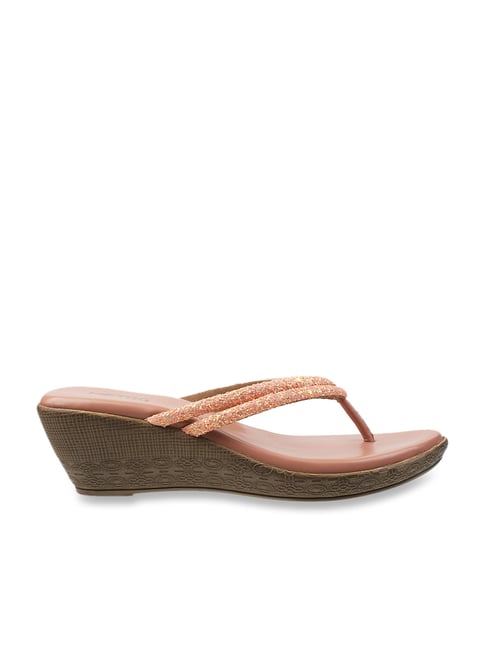 Metro Women's Peach Thong Wedges