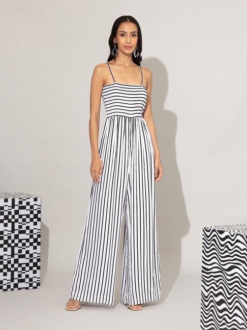 Top more than 77 white striped jumpsuit