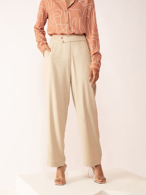 Linen Pants Women| High Waisted Wide Leg Pants Beige Pants – Anna Thomas