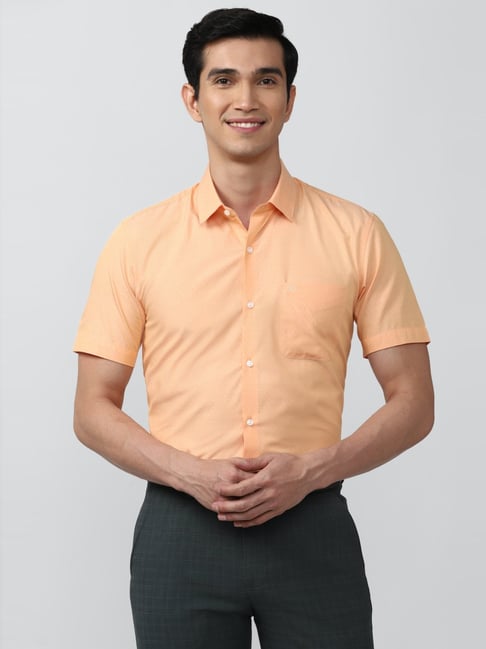 Peter England Orange Cotton Slim Fit Printed Shirt-picture-20